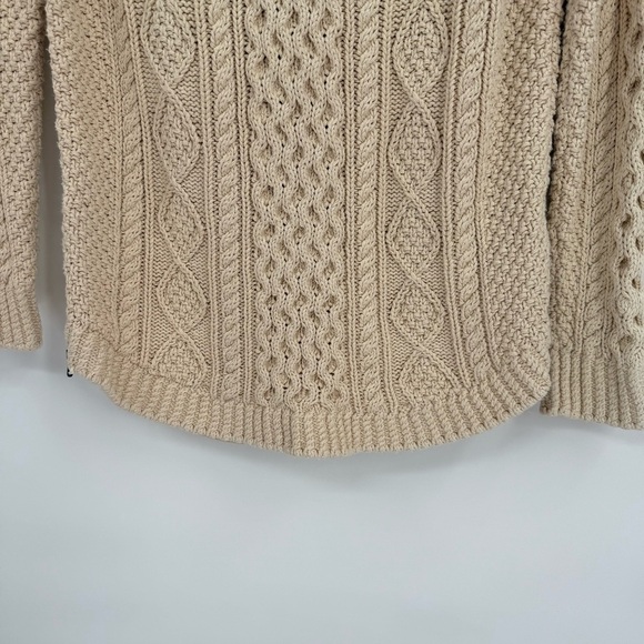 LL Bean Signature Fisherman Tunic Sweater Womens Size S Ivory Cable Knit - Picture 3 of 11
